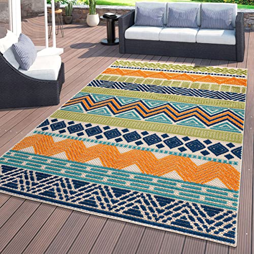 Rugshop Marbella Contemporary Boho Non-Shedding Outdoor Rug Patio Deck Backyard Indoor/Outdoor Area Rug 5' x 7' Multi