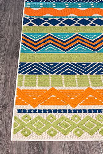 Rugshop Marbella Contemporary Boho Non-Shedding Outdoor Rug Patio Deck Backyard Indoor/Outdoor Area Rug 5' x 7' Multi