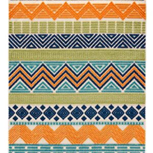 Rugshop Marbella Contemporary Boho Non-Shedding Outdoor Rug Patio Deck Backyard Indoor/Outdoor Area Rug 5' x 7' Multi