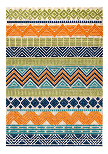 Rugshop Marbella Contemporary Boho Non-Shedding Outdoor Rug Patio Deck Backyard Indoor/Outdoor Area Rug 5' x 7' Multi