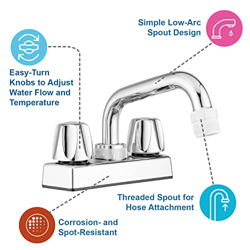 Pacific Bay - Lynden Utility Laundry Sink Faucet with Swivel Stainless Steel Spout - Optional Threaded Spout Garden Hose Adapter - Metallic Chrome Plating Over Plastic