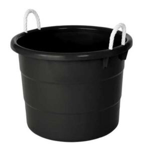 grainger approved 2 set storage tub w/rope handles, 18 gal, black (1)