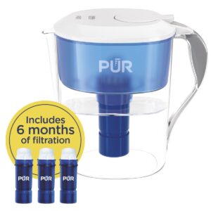 PUR Plus Water Pitcher Filtration System with 6 Months of Filters, 11 Cup, CR1111WLCR