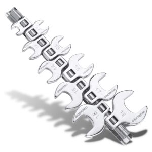 workpro 3/8" drive crowfoot wrench set, 10-piece metric crowfoot wrench with clip-on organizer, 10-19mm, great for automotive repair work hard-to-reach areas