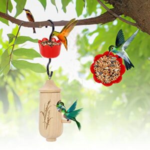 wooden hummingbird house feeder with rust resistant hooks,2024 new garden swing nesting kits for outside hanging bird finch houses home decoration with brush nylon lanyard