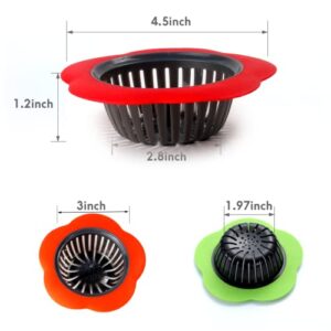 Owfvlazi Silicone Kitchen Sink Filter Strainer Set,4.5'' Universal Bathroom Sink Drain Stopper for Kitchen Waste, Garbage,Vegetable,Fruits,4 Pack