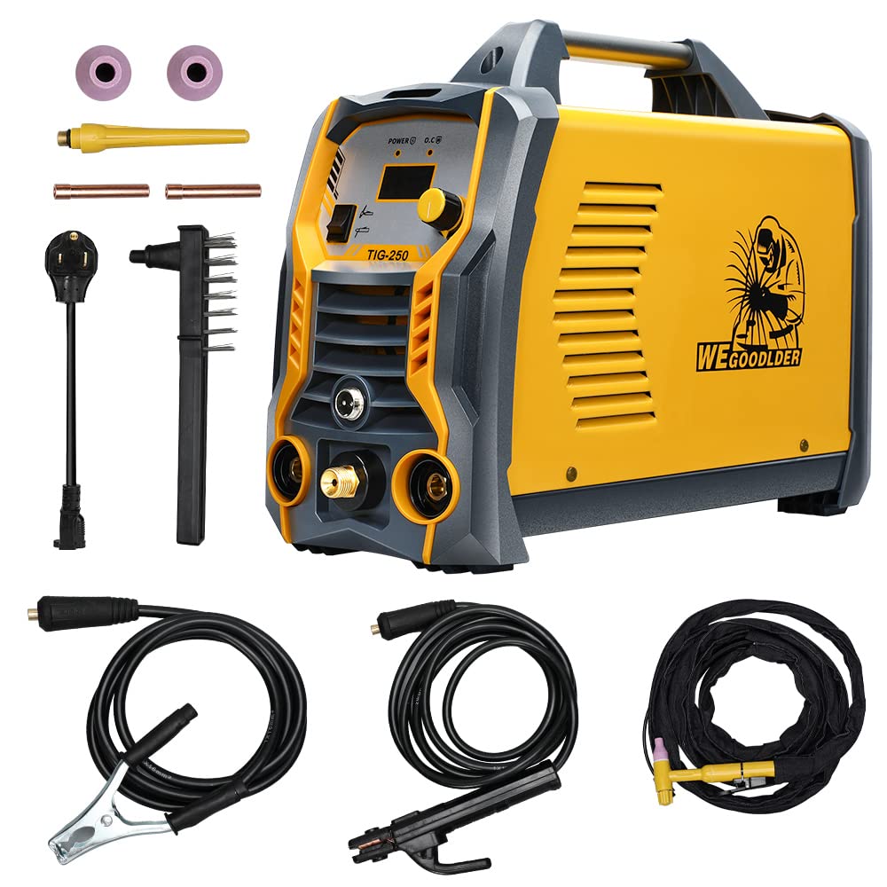 WEGOODLDER Tig Welder Welding Machine - 110/220V Dual Voltage Tig/Stick/Arc Welder 250 Amp Tig Welding Machine with Electrode Holder Work Clamp Torch