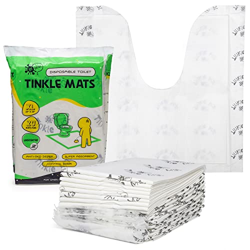 Tinkle Mat Disposable Toilet Commode Mat – Super Absorbent, Deodorizing Toilet Mats for Bathroom U Shaped – Great for Kid Potty Training, Incontinence & More – 24 x 24 Inches, 20 Pack, Unscented