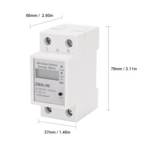 Splenssy Single-Phase Din Rail WiFi Intelligent Energy Meter Power Consumption Kwh Meter Wattmeter Support Smartlife/Tuya APP Control Compatible with Alexa and Google Home