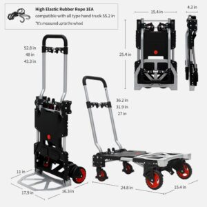 Transform Hand Truck by ROTIHOMESYS, Folding Portable Flatbed Hand Cart Trolley, Utility Dolly Cart, Foldable for Easy Storage and Low Noise Swivel Wheels with 330lb Weight Capacity (Black)