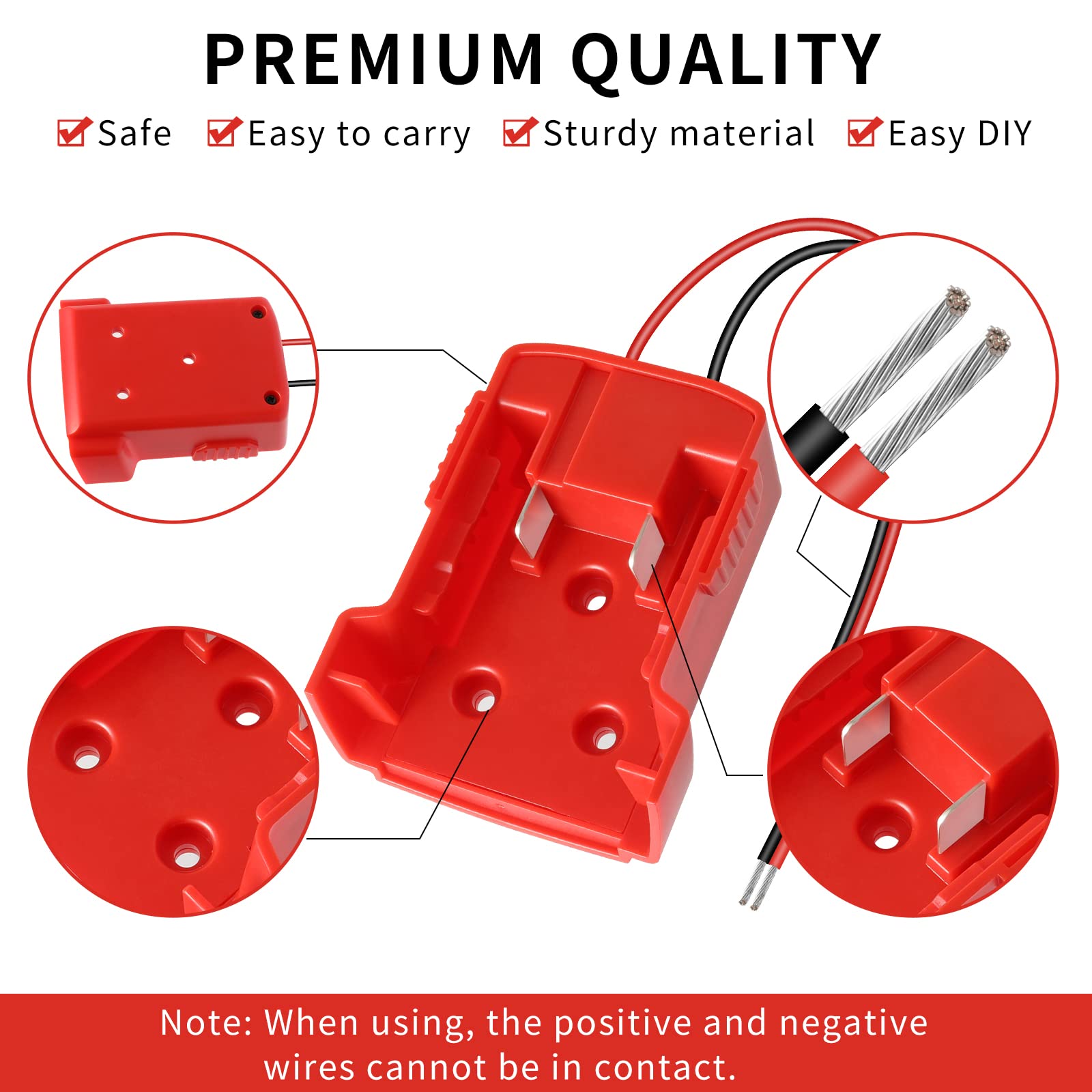 Battery Adapter for Milwaukee, Huazu 2 Pack Power Wheels Adapter for Milwaukee M18 Battery 18V, Power Tool Battery Connector 12 Gauge Robotics (DIY)