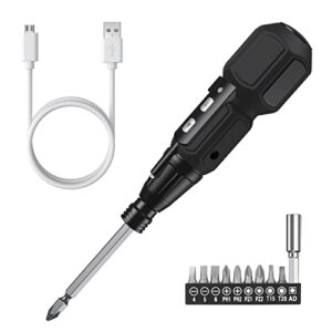 oria electric screwdriver cordless, 13 in 1 rechargeable electric screwdriver set with 10 bits and 1/4 inch bit holder, power repair tool kit with led lights, charging cable, for phones,toys, pc