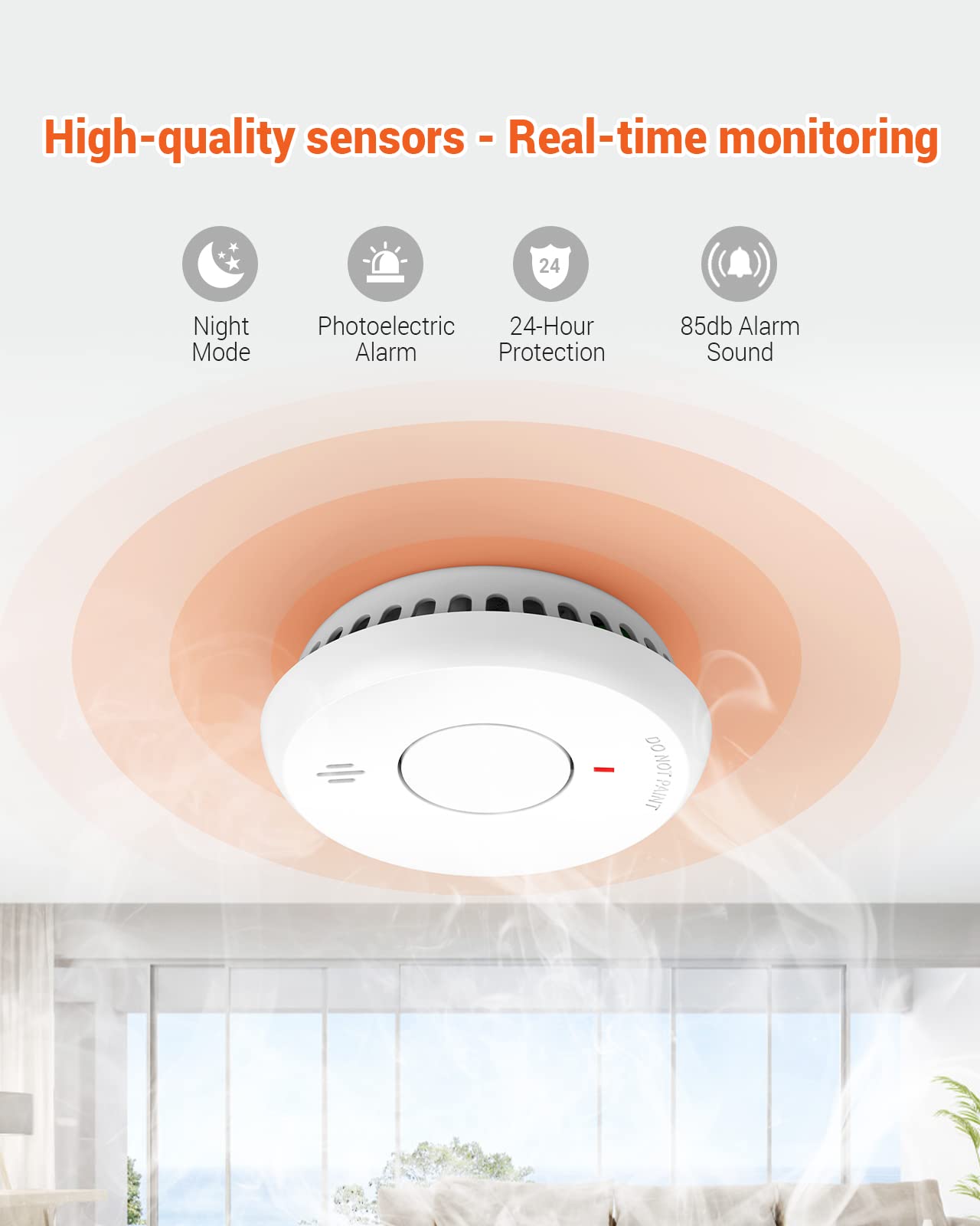 Jemay Wireless Interconnected Smoke Detectors, Fire Alarm with 820 ft Transmission Range, Smoke Alarm 10 Year Lithium Battery Operated, Fire Detector with Silence/Low Battery Signal,8 Pack