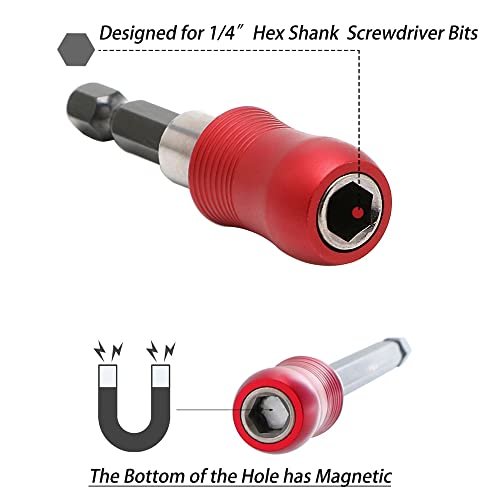 Saipe 3pcs Drill Bit Extension Set 2.4/6/12inch Length Quick Release 1/4” Hex Shank Magnetic Screwdriver Drill Bits Holder Bar Chuck Adapter Screw Driver Drill Bit Extender