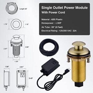 Brushed Gold Garbage Disposal Air Switch Kit with Single Outlet Sink Top Waste Disposal Solid Brass On/Off Air Button Food and Waste Disposals Part