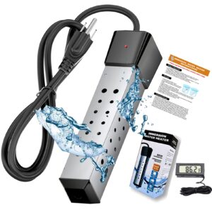 haster 2000w rapid heating square immersion water heater for inflatable pool bathtub,bucket heater with 304 ss guard, submersible water heater with lcd thermometer,heat 5 gallon water in minutes