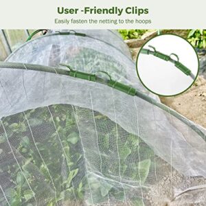 BEAMNOVA Garden Netting Mesh Greenhouse Hoops for Raised Beds Row Cover Barrier Support Frame Cover Climbing Plants Stakes with Clips for Outdoor Vegetable Tomato Vines DIY