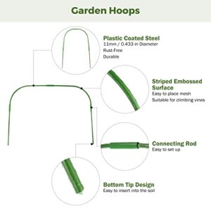 BEAMNOVA Garden Netting Mesh Greenhouse Hoops for Raised Beds Row Cover Barrier Support Frame Cover Climbing Plants Stakes with Clips for Outdoor Vegetable Tomato Vines DIY