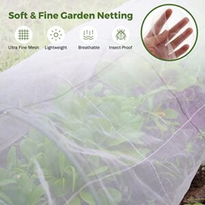 BEAMNOVA Garden Netting Mesh Greenhouse Hoops for Raised Beds Row Cover Barrier Support Frame Cover Climbing Plants Stakes with Clips for Outdoor Vegetable Tomato Vines DIY