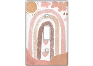 decorative wall switch cover plate - boho southwest rainbow decor switch plate - makes a great nursery decor with pinks, browns, and off-white (single toggle switch cover)