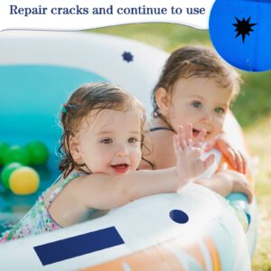 4 Pcs 23 x 5 Inch Vinyl Pool Repair Patch Kit Large Self-Adhesive PVC Pool Patch Repair Kit Cut-to-Size Inflatable Pool Patches with Scissors for Swimming Pools Inflatable Boat Products(Dark Blue)