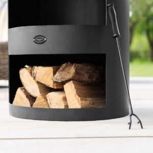 Harrier Steel Chiminea Fire Pits - Small/Medium/Large Outdoor Log Burner | Steel Chiminea Patio Heater with Log Store | Elevate Your Outdoor Ambiance