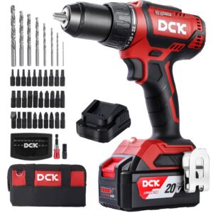 dck brushless cordless drill set, 20v max electric drill with 4.0ah battery 531in.lbs, 1/2inch keyless all-metal chuck, 2 variable speeds, power drill kit for screw wood/ceramic/tile/steel kdjz04-13