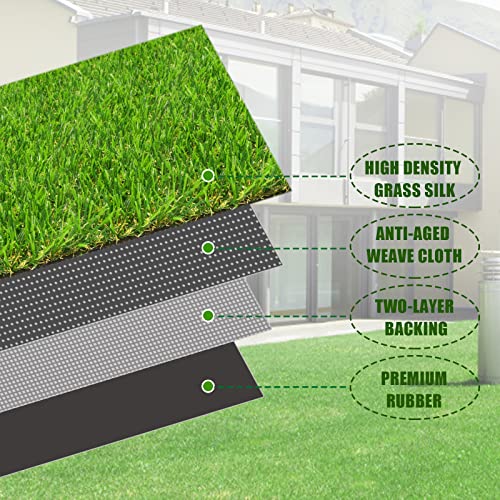 Artificial Grass Turf for Pet Dogs 3' x 5', FREADEM Fake Grass Lawn with Drain Holes, Indoor Outdoor Synthetic Grass Mat for Garden Gym Patio Balcony Playground Backyard, Height 0.8 Inch