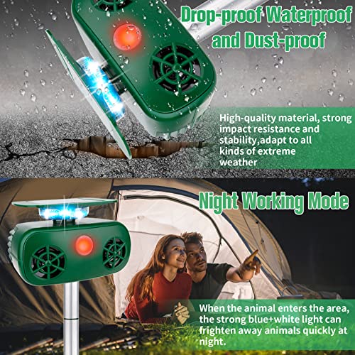 Ultrasonic Animal Repeller,Defendy Solar Animal Repeller Cat Repellent Outdoor Solar Powered Ultrasonic Bird Repeller Waterproof Dog Deterrent Squirrel Raccoon Deer & More Repellent for Yard Garden