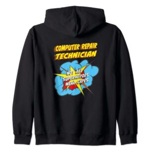 Computer Repair Technician Funny Superhero Job Zip Hoodie