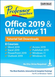 professor teaches office 2019 & windows 11 [pc download]