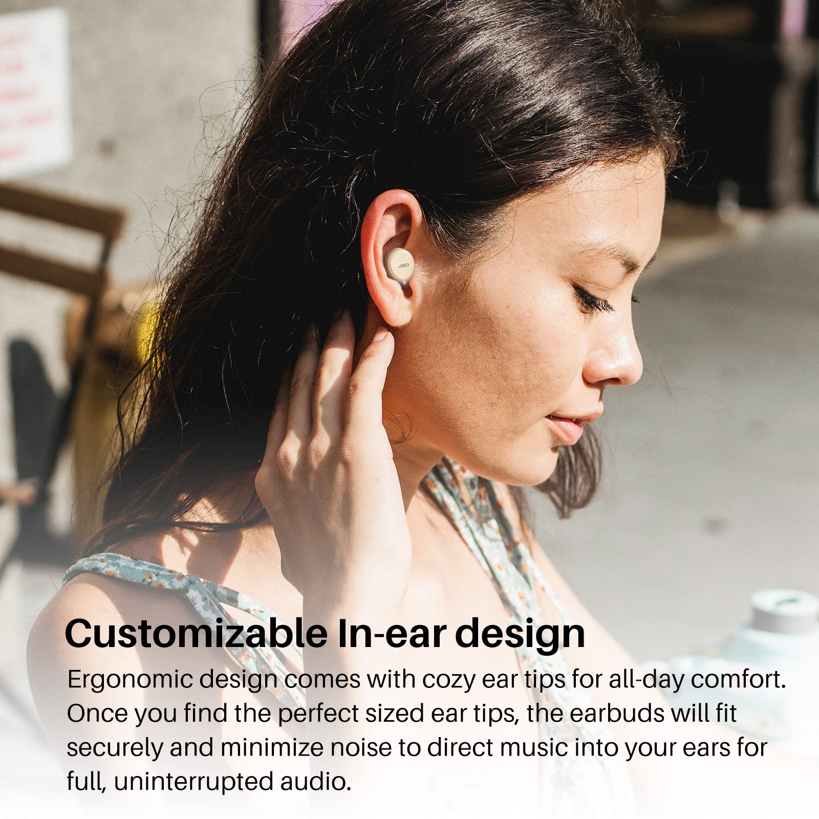 TOZO A1 Mini Wireless Earbuds Bluetooth 5.3 in Ear Light-Weight Headphones Built-in Microphone, IPX5 Waterproof, Immersive Premium Sound Long Distance Connection Headset with Charging Case, Khaki