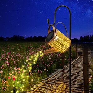 outdoor solar watering can lights with holder, solar garden lights, metal solar lanterns waterproof garden decor string lights,hanging solar lights for yard landscape,pathway,lawn,patio,walkway,party