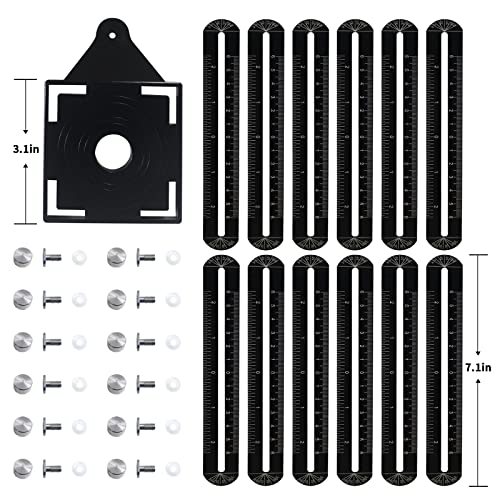 WiseWater 12 Sided Multi Angle Measuring Ruler, Universal Aluminum Alloy Measuring Template Tool Ceramic Tile Measurement with Hole Drilling Locator