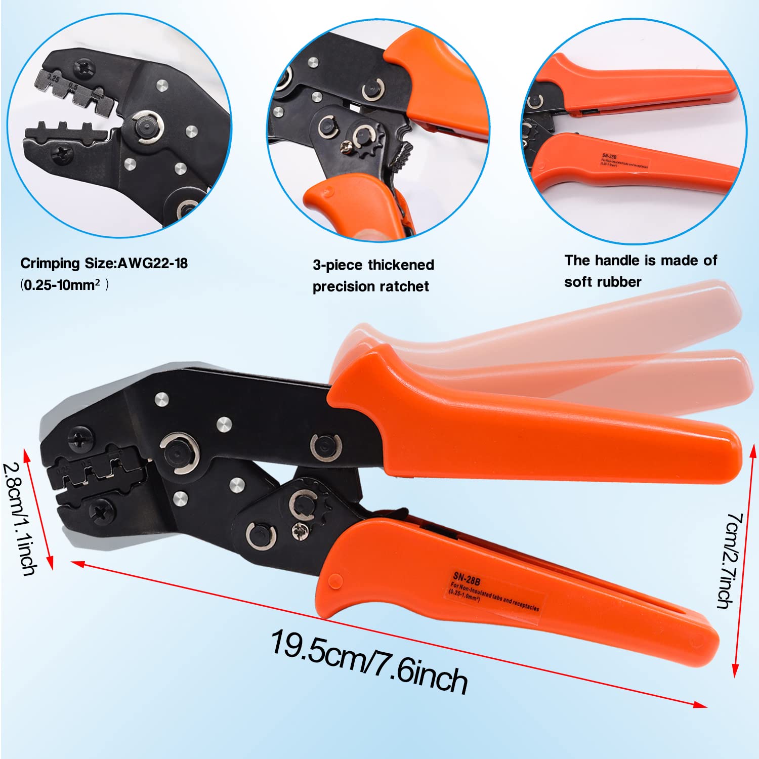 Taiss Dupont Crimping Tool Kit with 600PCS 2.54mm Dupont Connector Kit SN-28B Ratcheting Wire Crimper Plier,1/2/3/4/5/6/7 Pin Housing Dupont Connector Male Female Pin Header Crimp Terminal AWG28-18