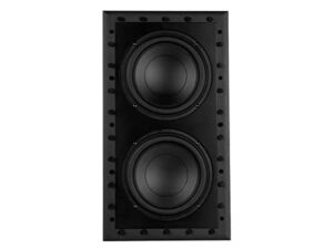 monolith m-iwsub82 dual 8 inch in-wall subwoofer - passive, magnetic, paintable grille, easy install, adds powerful bass to your in wall or in ceiling home theater system