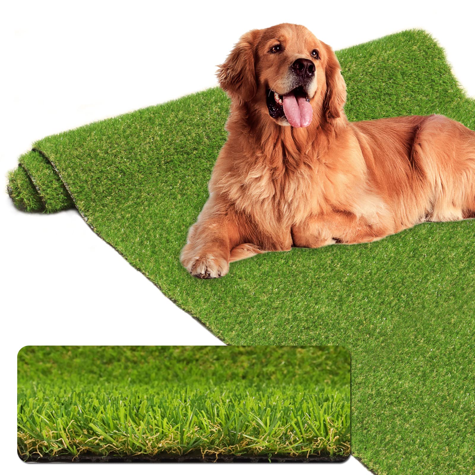 AYOHA Artificial Turf 4' x 6' Realistic Fake Grass, 0.8" Pile Height, Synthetic Fake Lawn Mat, Faux Grass Rug Landscape for Pets Area, Playground, Patio, Balcony, Backyard, Custom