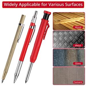 XUNTOP Mechanical Carpenter Pencils Set with Center Punch Cost-Effective Package can Meet Different Needs, Widely Use on Construction, Automotive, Glass Window Breaker, and Mark on Wood, Plastic