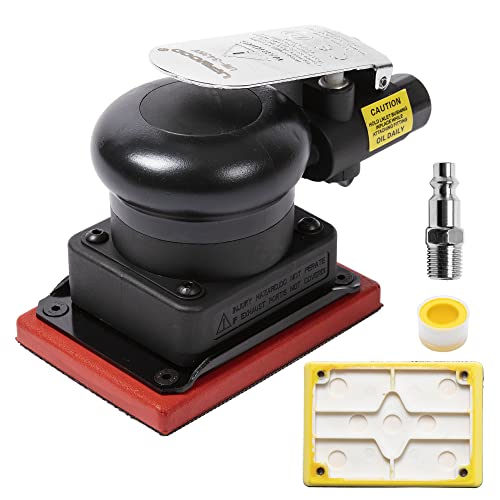 Non-Vacuum Orbital Air Sander, Mini Jitterbug Sander 3 in x 4 in 1/8 in Orbit 12,000 Max OPM with 1 Extra Hook-Loop Pad (3 x 4 in)