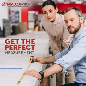 MaxoPro Retractable Tape Measure 25 ft with Precision (1/32"/1mm) – Heavy Duty, Sturdy & Easy to Read Measuring Tape with Thick Rubber Jacket Grip & 25mm Width Smooth Sliding Tape Blade