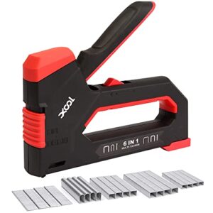 staple gun, xool 6 in 1 upholstery staple gun, manual brad nailer with 5000 counts staples for wood, wall, crafts, furniture, decoration diy, doors and windows