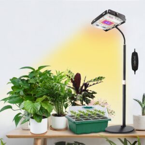 lbw grow light for indoor plants, full spectrum desk led plant light, small grow lamp with 4h/8h/12h timer, 6-level brightness, height adjustable, flexible gooseneck, ideal for indoor growth