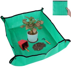 39.4" x 39.4" extra large plant repotting mat, waterproof repotting tray for indoor plants potting soil, gardening tray mat, portable potting tray soil mat for indoor house plants succulents orchid