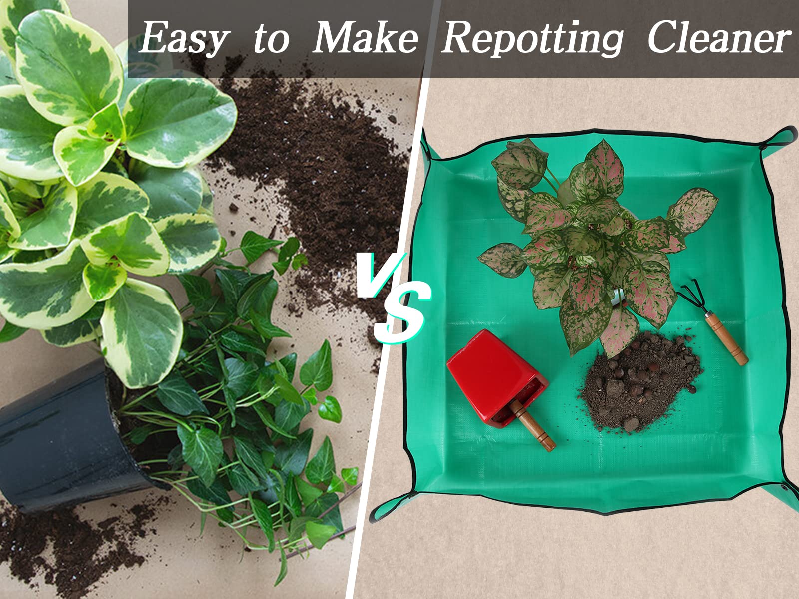 39.4" x 39.4" Extra Large Plant Repotting Mat, Waterproof Repotting Tray for Indoor Plants Potting Soil, Gardening Tray Mat, Portable Potting Tray Soil Mat for Indoor House Plants Succulents Orchid