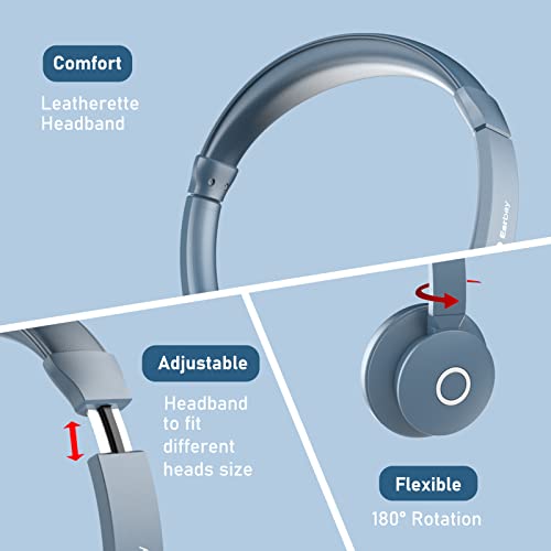 Wireless Headset For Computer, Bluetooth Headset With Microphone Mute Ai Noise Canceling, Handsfree On-Ear Wireless Headphones Ms Teams/Skype/Zoom/Office/Remote Work/Class, 28H Playtime|Dual Connect