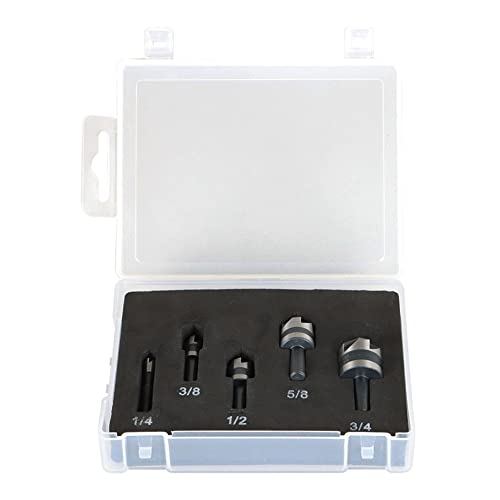 kimllier 5Pcs Countersink Drill Bit Set 82 Degree High Speed Steel Countersinks Drill Bit Set with 1/4 Inch Round Shank