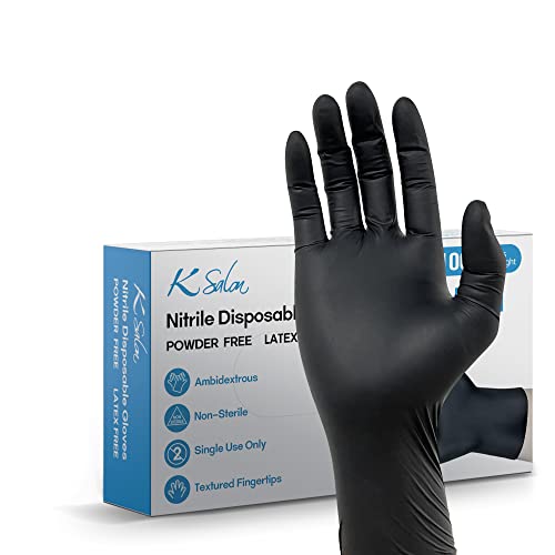 Nitrile Gloves Mechanic Gloves Disposable Black Food Handling Gloves 5 Mil Latex Free Powder Free Work Gloves for Salon Tattoo Cleaning Cooking Painting Medium 100 Count