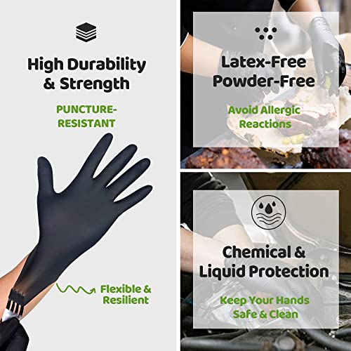 Nitrile Gloves Mechanic Gloves Disposable Black Food Handling Gloves 5 Mil Latex Free Powder Free Work Gloves for Salon Tattoo Cleaning Cooking Painting Medium 100 Count