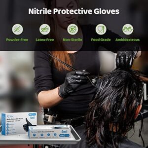 Nitrile Gloves Mechanic Gloves Disposable Black Food Handling Gloves 5 Mil Latex Free Powder Free Work Gloves for Salon Tattoo Cleaning Cooking Painting Medium 100 Count