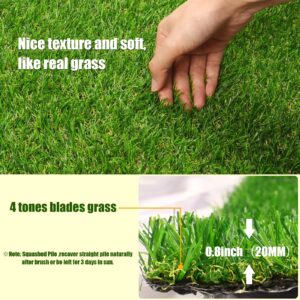 Weidear 0.8 inch Artificial Grass, 4ft 11in x 8 ft Realistic Turf, Indoor Outdoor Artificial Synthetic Grass Rug, Fake Grass Carpet Patio Mat for Dogs Pets/Garden Lawn Landscape, Customized